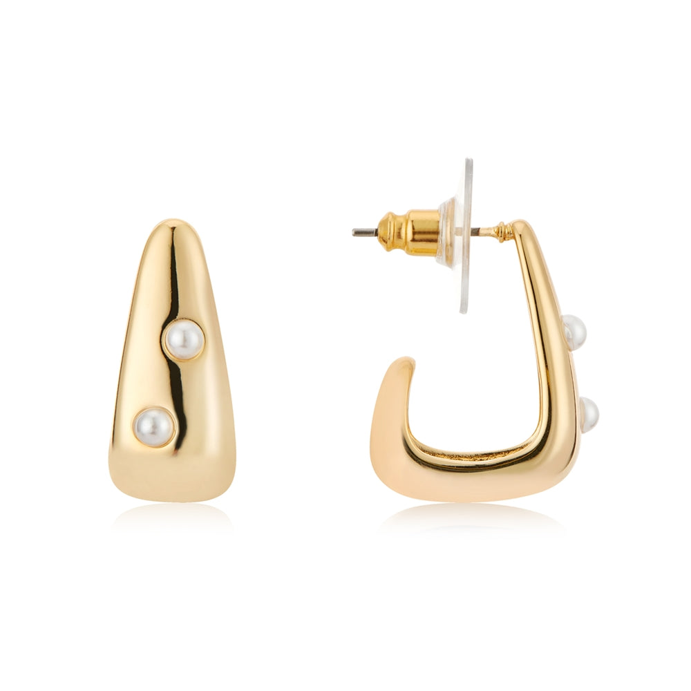 August Woods Gold Chunky Pearl Tear Earrings