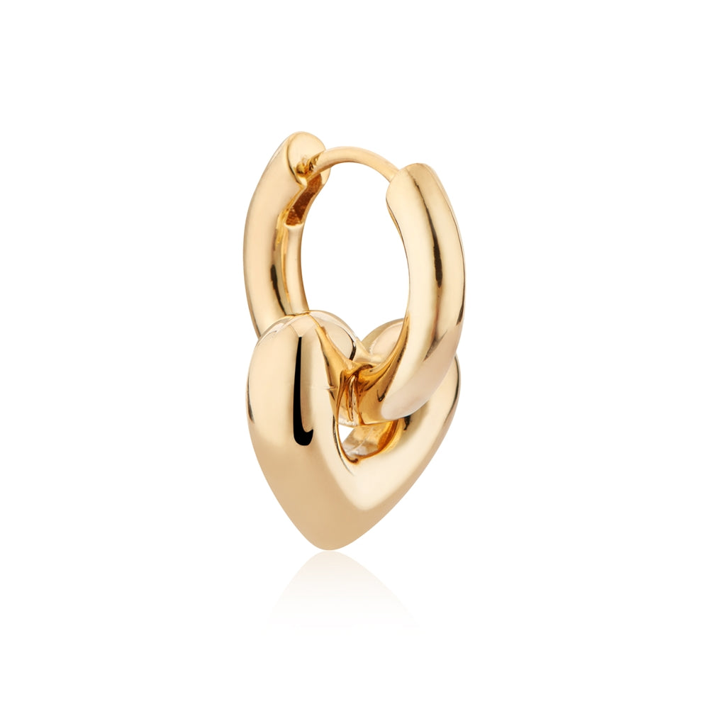 August Woods Gold Puffed Heart Hoop Earrings