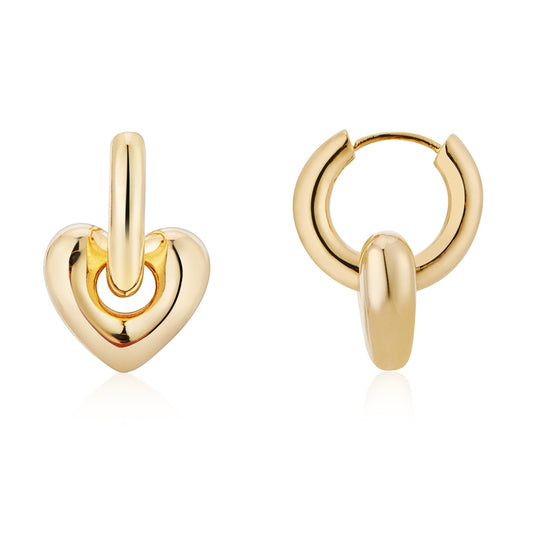 August Woods Gold Puffed Heart Hoop Earrings