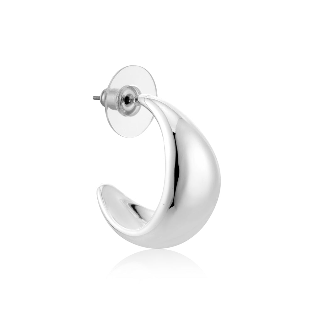 August Woods Silver Chunky Curved Hoop Earrings