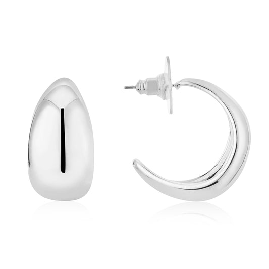 August Woods Silver Chunky Curved Hoop Earrings