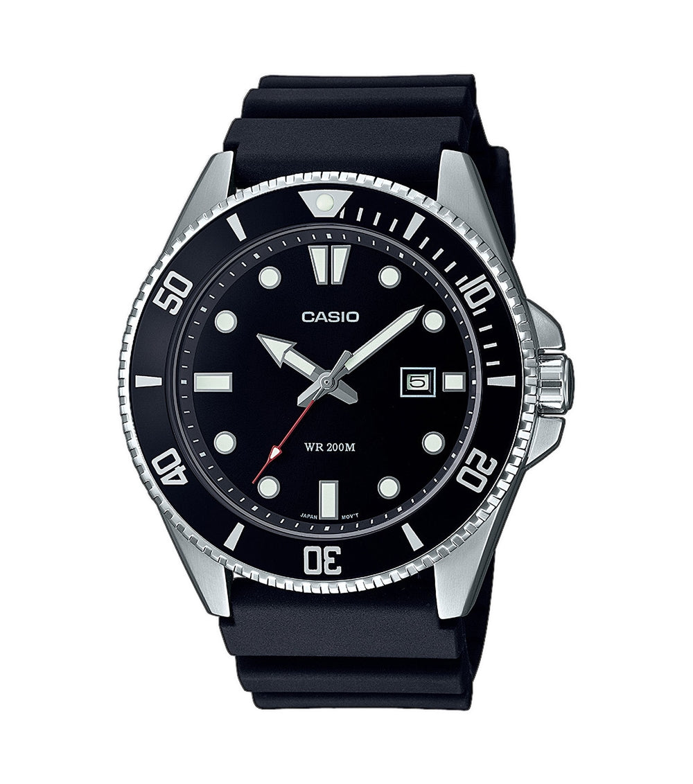 Casio Mens Stainless Steel Black Strap Diver Watch