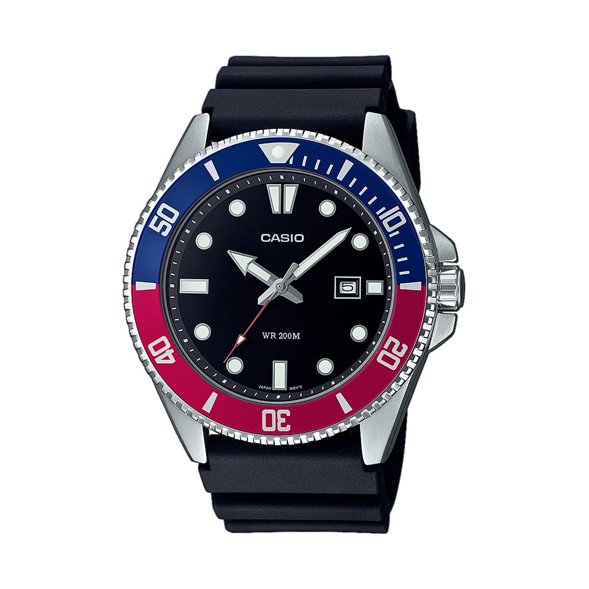 Casio Mens Stainless Steel Two Colour Black Rubber Strap Diver Watch