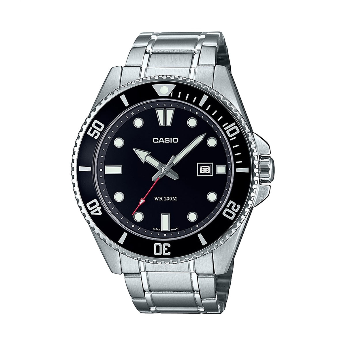 Casio Mens Stainless Steel Black Dial Diver Watch