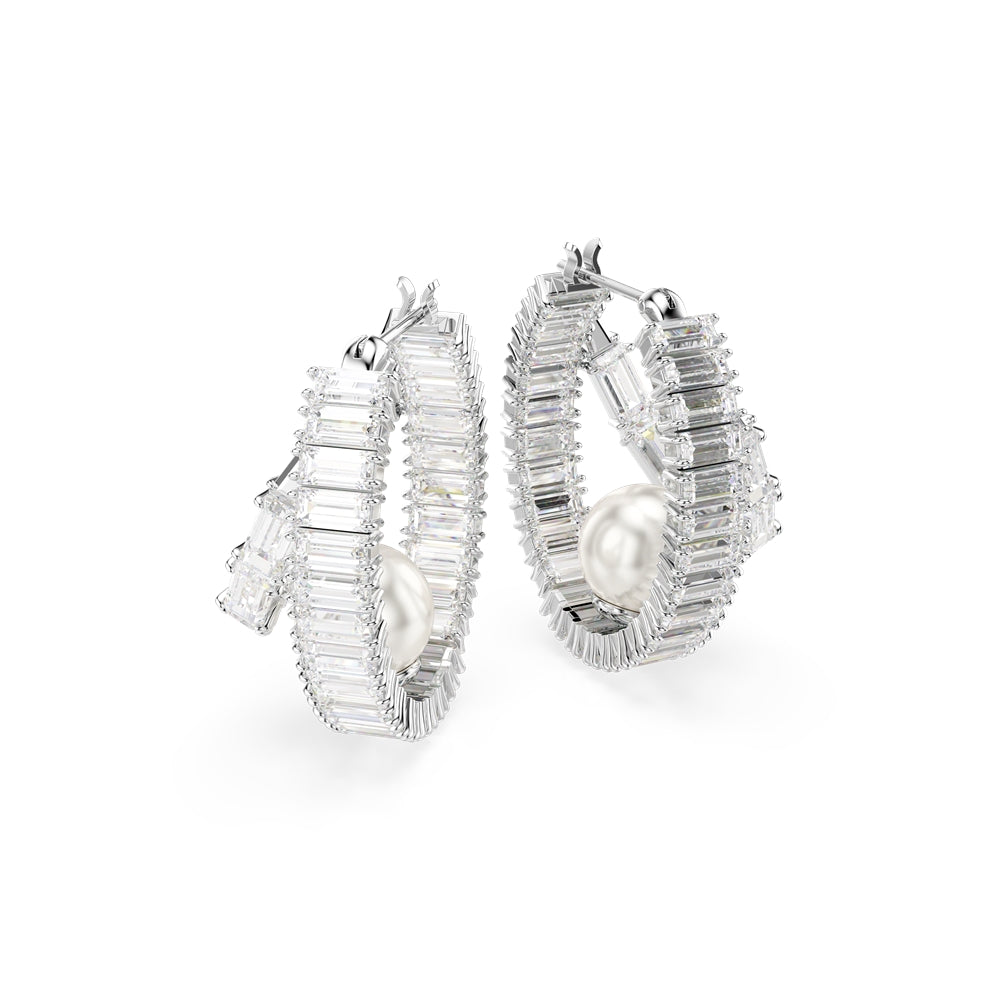 Swarovski Ariana Grande x Swarovski Baguette Crystal Pearl Hoop Earrings