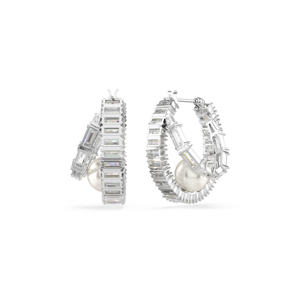 Swarovski Ariana Grande x Swarovski Baguette Crystal Pearl Hoop Earrings