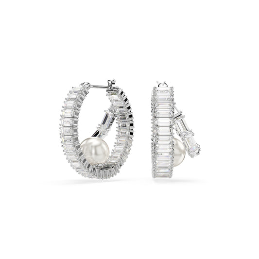 Swarovski Ariana Grande x Swarovski Baguette Crystal Pearl Hoop Earrings
