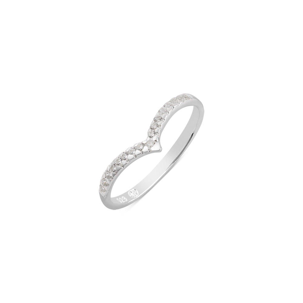 Argento Silver Crystal Wishbone Ring