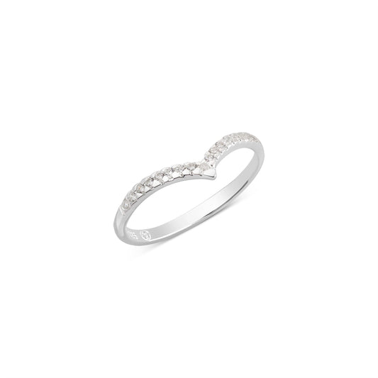 Argento Silver Crystal Wishbone Ring