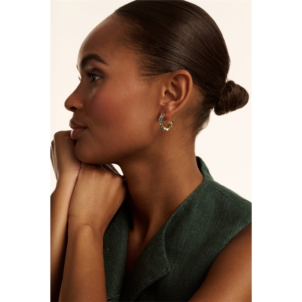 Ted Baker Gold Clarence Blue Crystal Cluster Hoops