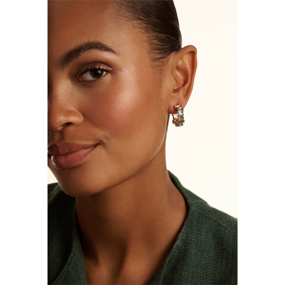 Ted Baker Gold Clarence Blue Crystal Cluster Hoops