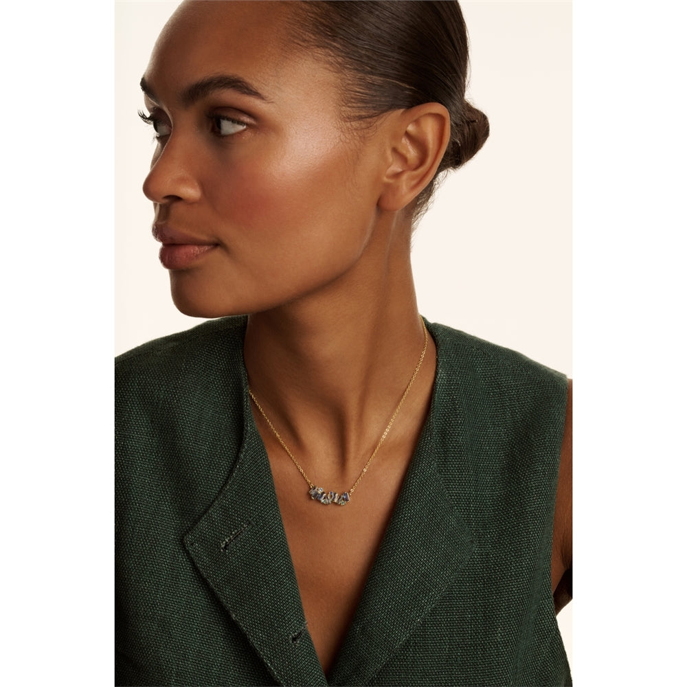 Ted Baker Gold Clarita Crystal Cluster Blue Necklace