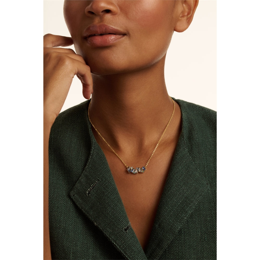 Ted Baker Gold Clarita Crystal Cluster Blue Necklace