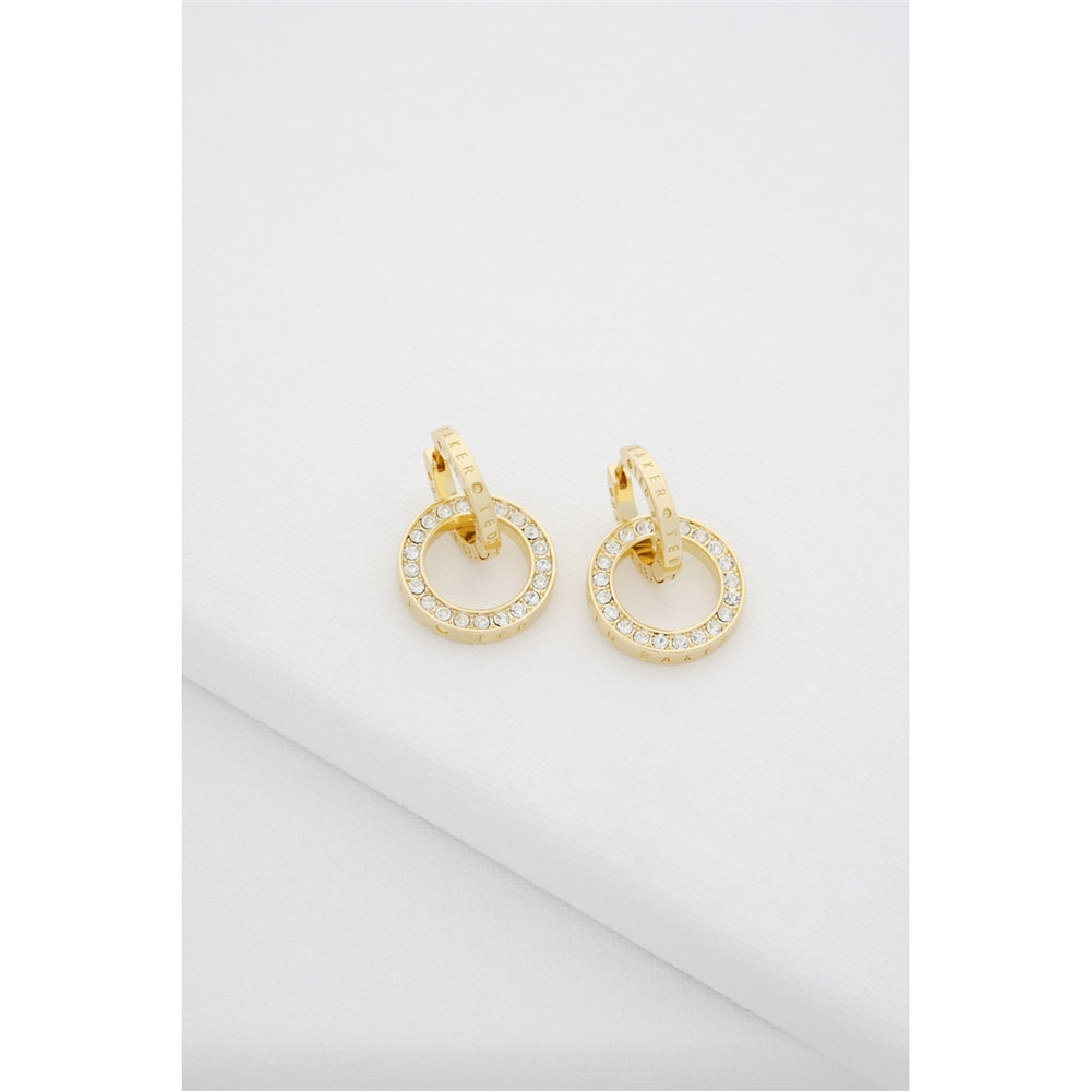 Ted Baker Gold Lina Double Link Crystal Drop Earrings