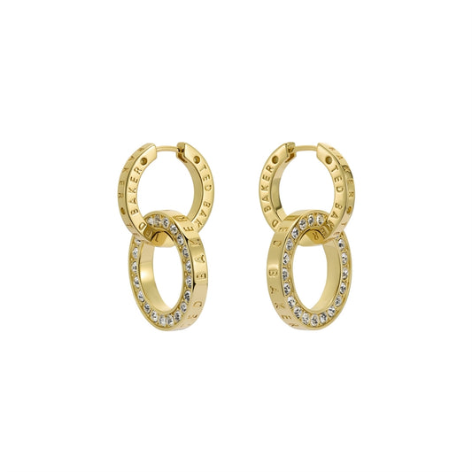 Ted Baker Gold Lina Double Link Crystal Drop Earrings