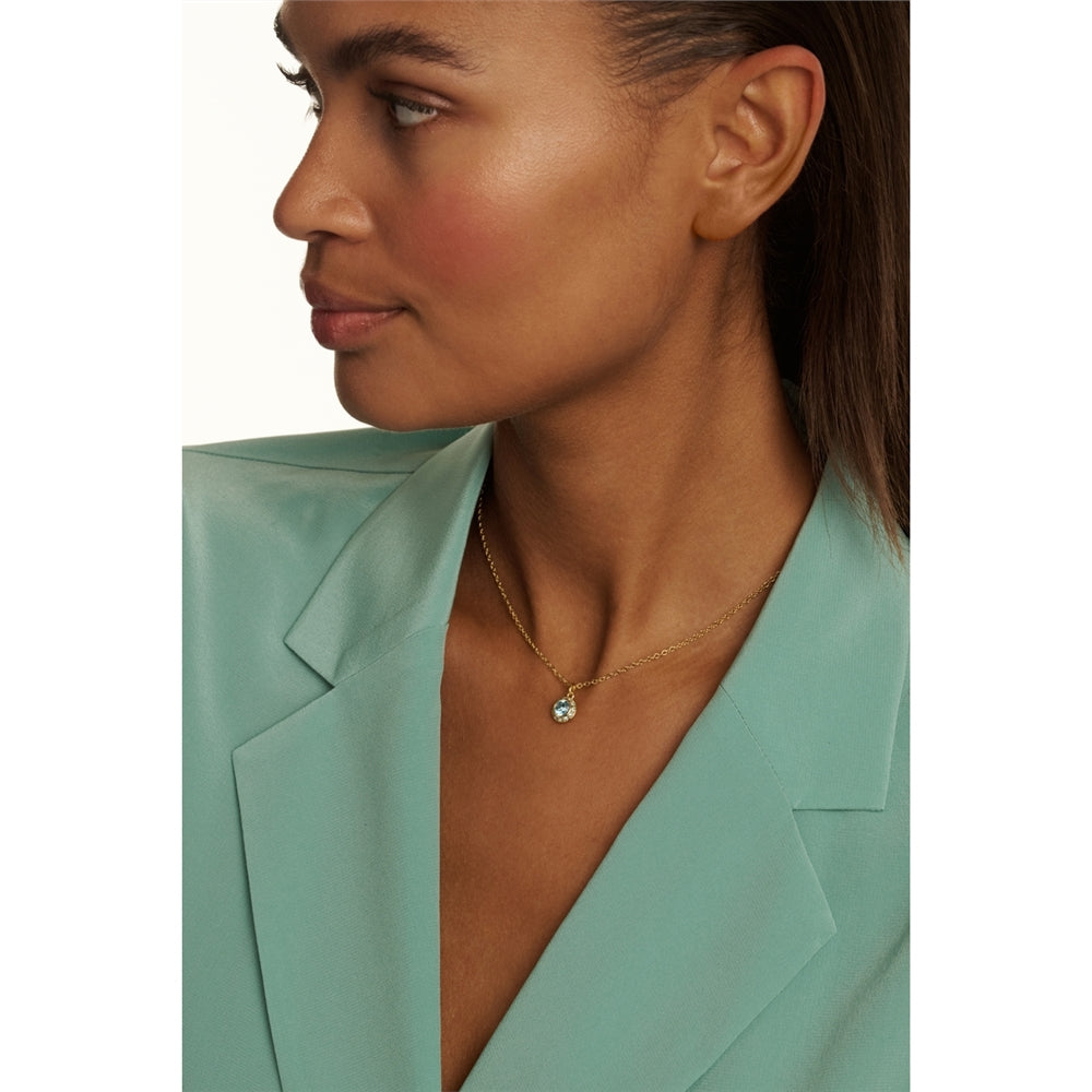 Ted Baker Gold Soltell Solitaire Sparkle Halo Aqua Necklace