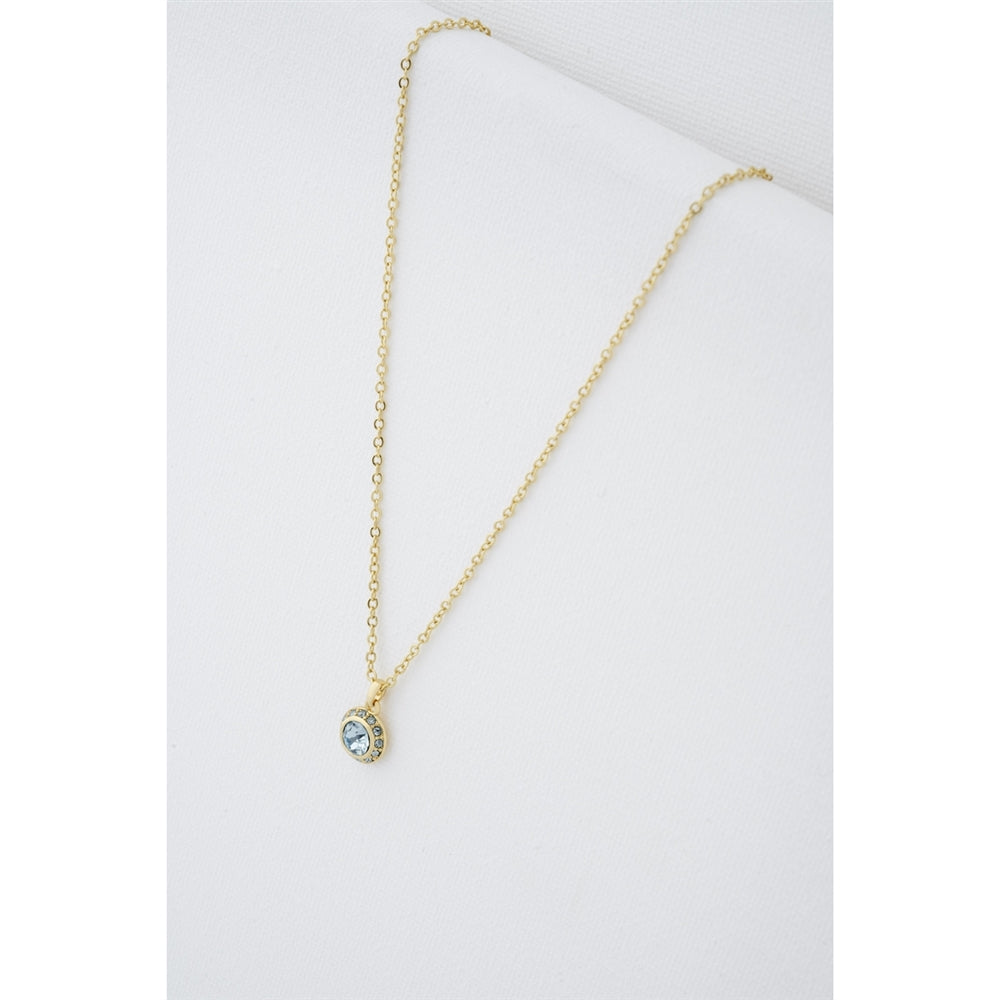 Ted Baker Gold Soltell Solitaire Sparkle Halo Aqua Necklace