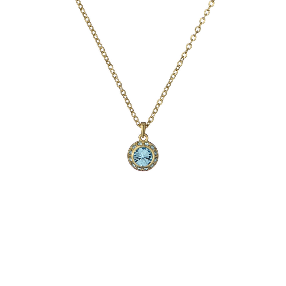 Ted Baker Gold Soltell Solitaire Sparkle Halo Aqua Necklace