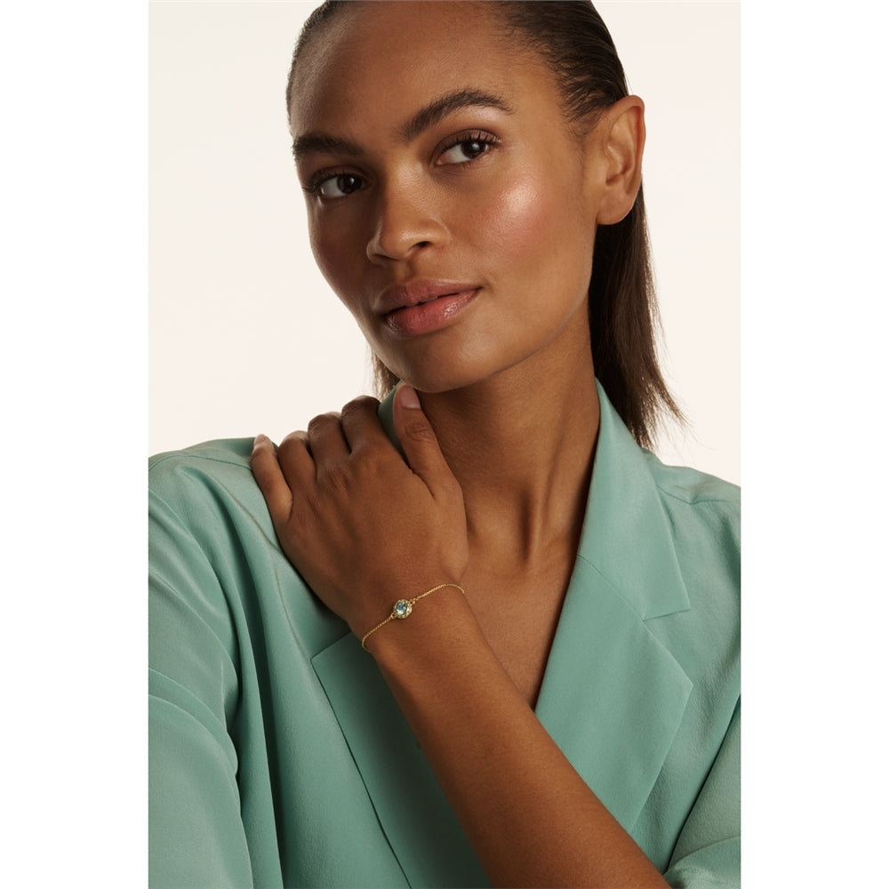 Ted Baker Gold Soleta Solitaire Sparkle Halo Aqua Slide Bracelet