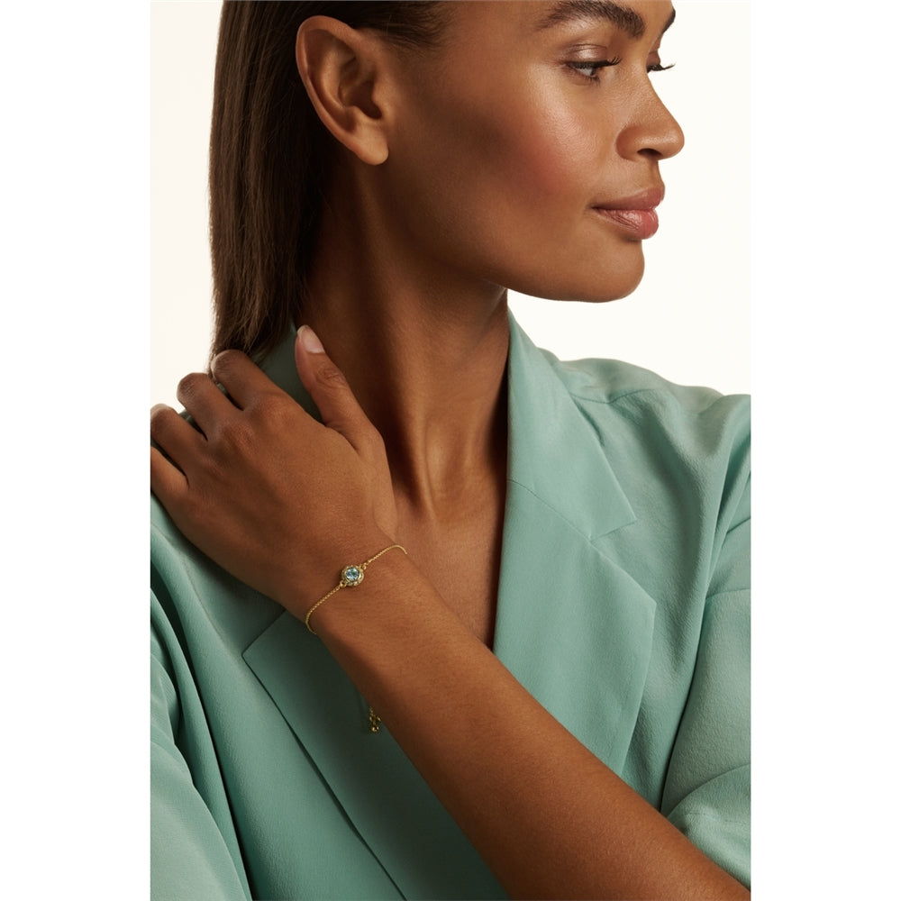 Ted Baker Gold Soleta Solitaire Sparkle Halo Aqua Slide Bracelet