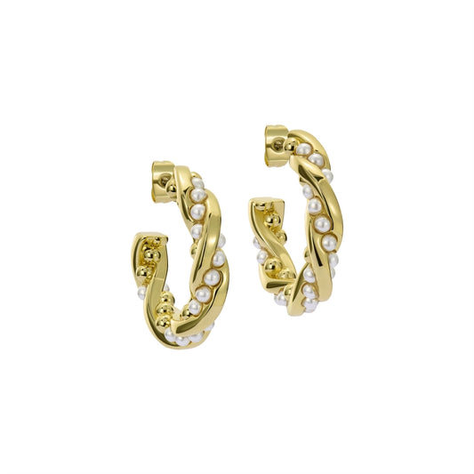 Ted Baker Gold Tiyaa Twisted Pearl Hoops