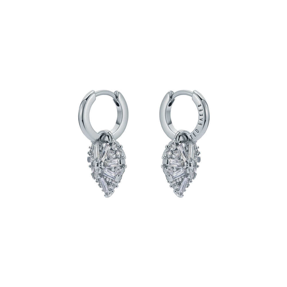 Ted Baker Silver Cherise Crystal Cluster Heart Huggies