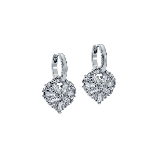 Ted Baker Silver Cherise Crystal Cluster Heart Huggies