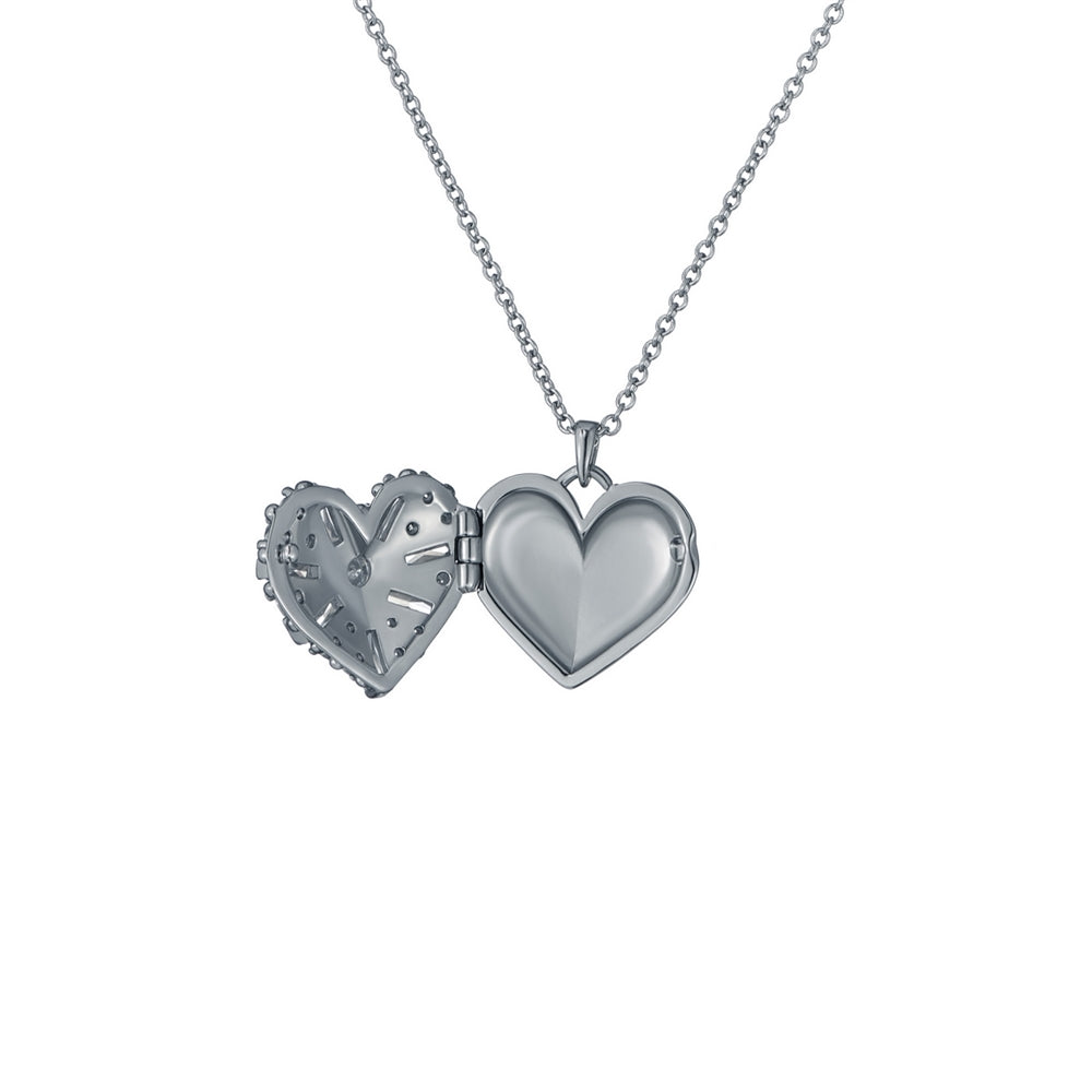 Ted Baker Silver Cherish Crystal Cluster Heart Locket Necklace