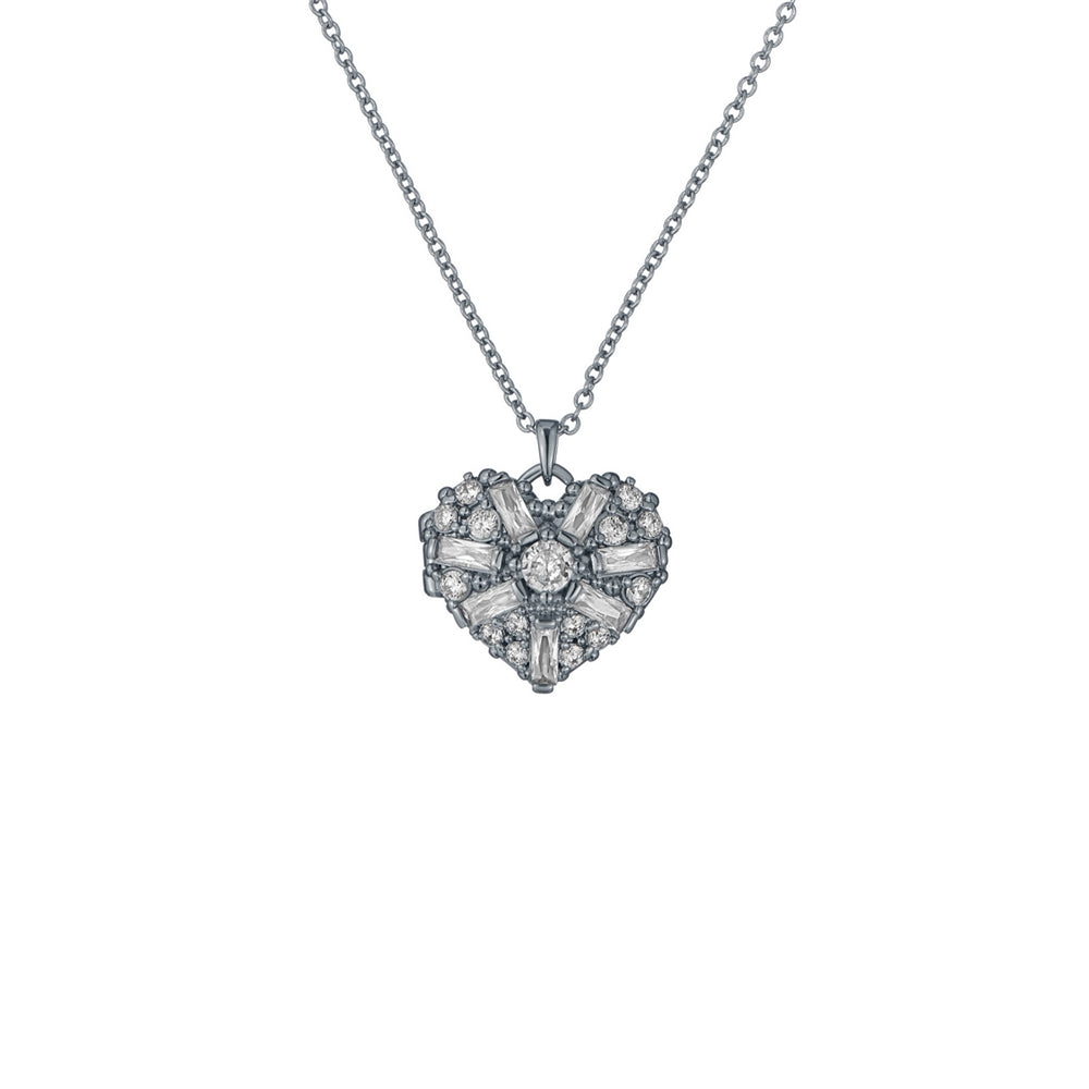 Ted Baker Silver Cherish Crystal Cluster Heart Locket Necklace