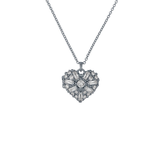 Ted Baker Silver Cherish Crystal Cluster Heart Locket Necklace