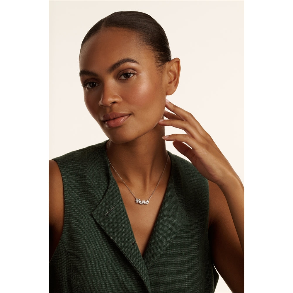 Ted Baker Silver Clarita Crystal Cluster Necklace