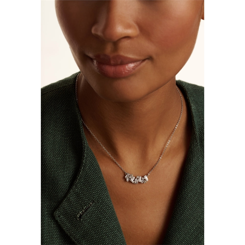Ted Baker Silver Clarita Crystal Cluster Necklace
