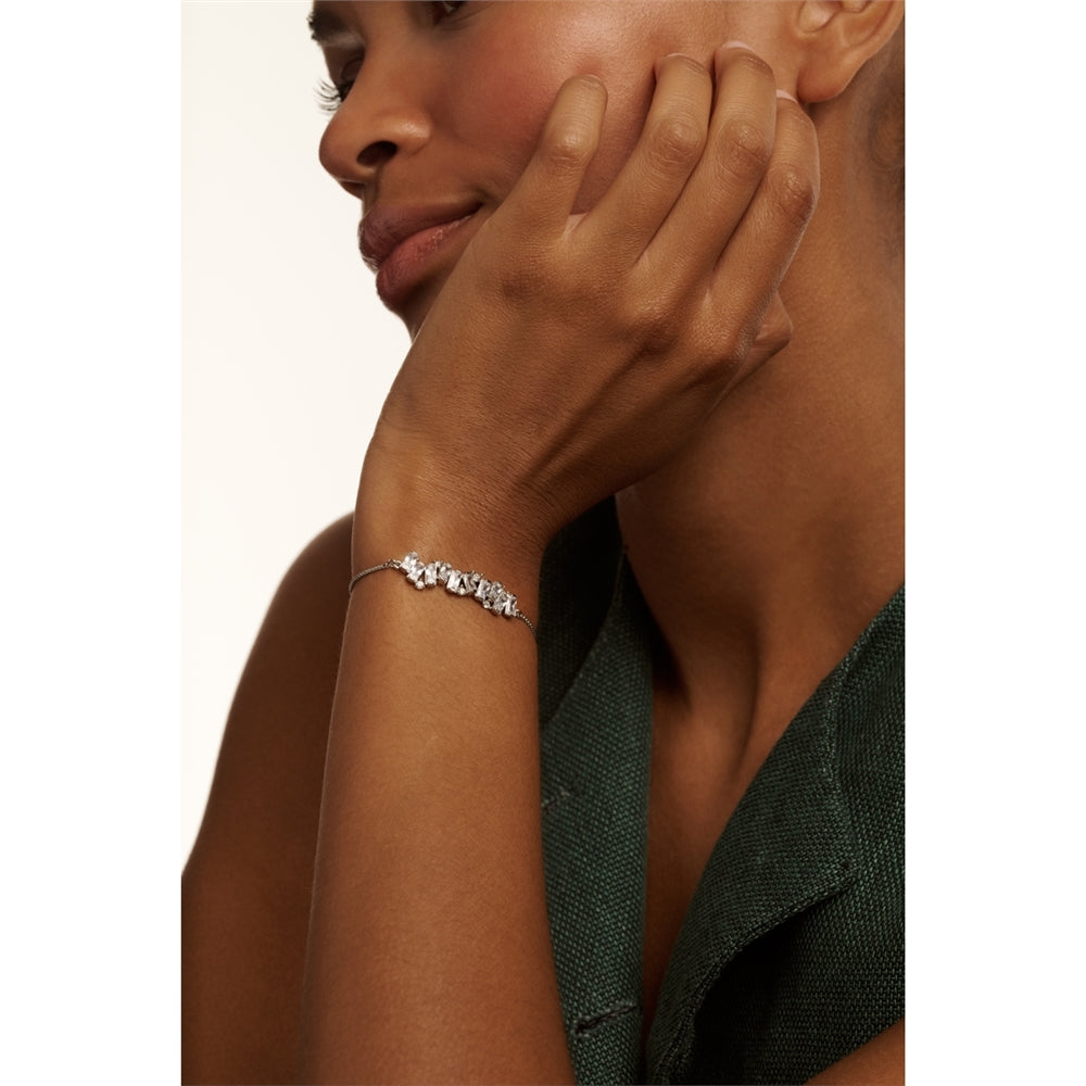 Ted Baker Silver Clarrie Crystal Cluster Adjustable Slide Bracelet