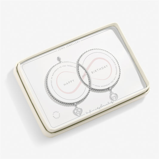 Joma Boxed Infinity Happy Birthday Hearts Set of 2 Bracelets