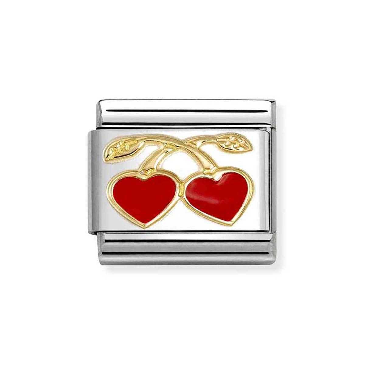 Nomination Gold Heart Cherries Charm