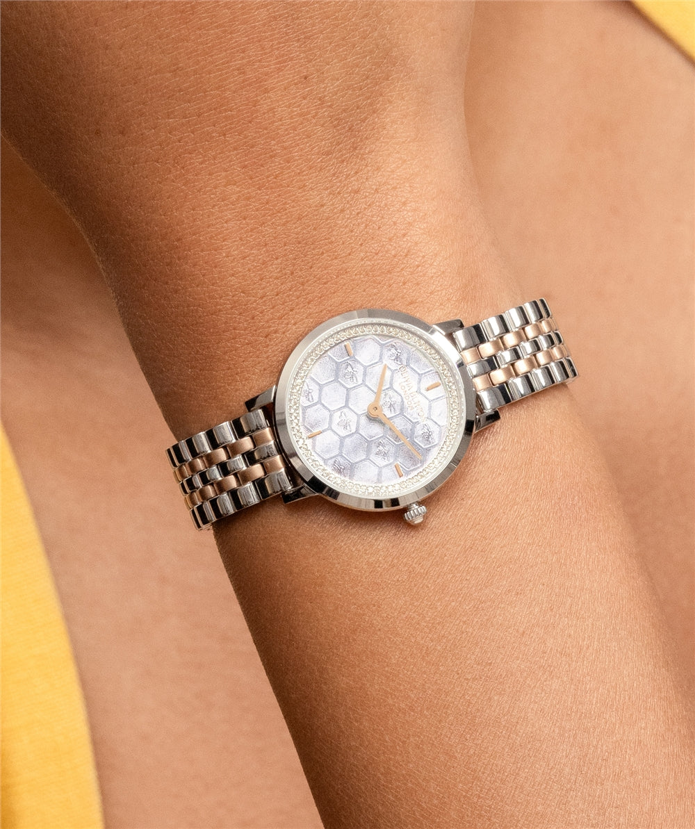Olivia Burton Rose Gold Honeycomb Grey Dial Watch