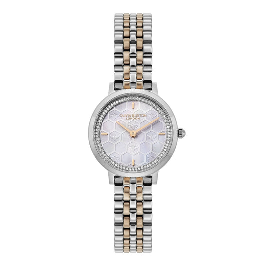 Olivia Burton Rose Gold Honeycomb Grey Dial Watch