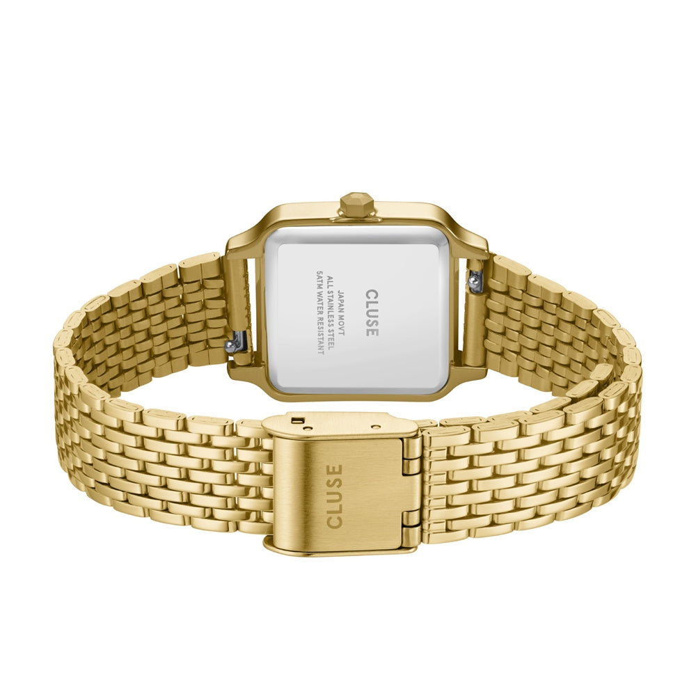CLUSE Gold Gracieuse Petite Square White Watch
