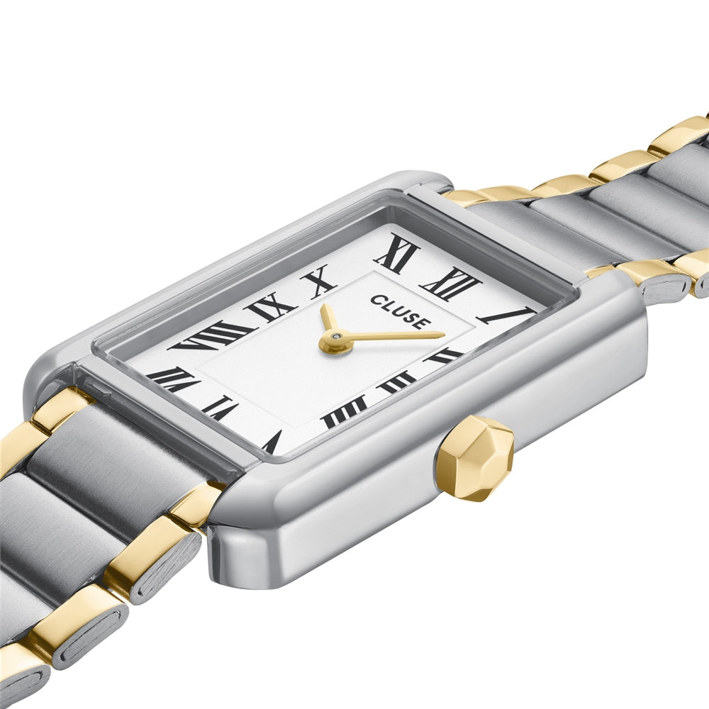 CLUSE Gold Mix Belissena Rectangle White Dial Watch