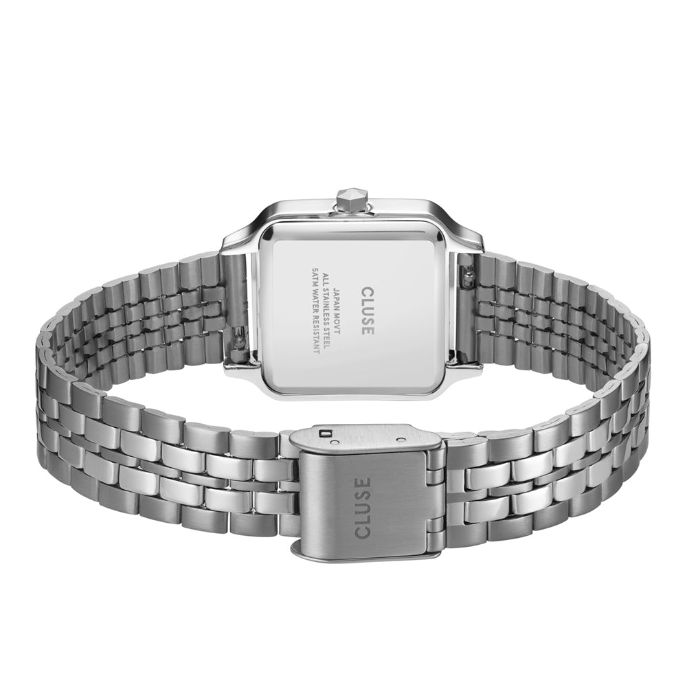 CLUSE Silver Gracieuse Petite Square White Watch