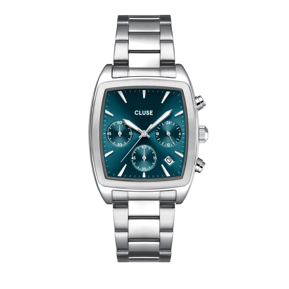 CLUSE Silver Quartaut Chronograph Blue Watch
