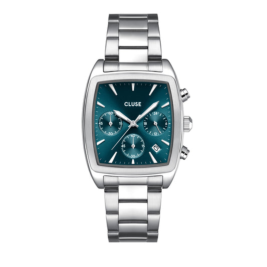 CLUSE Silver Quartaut Chronograph Blue Watch