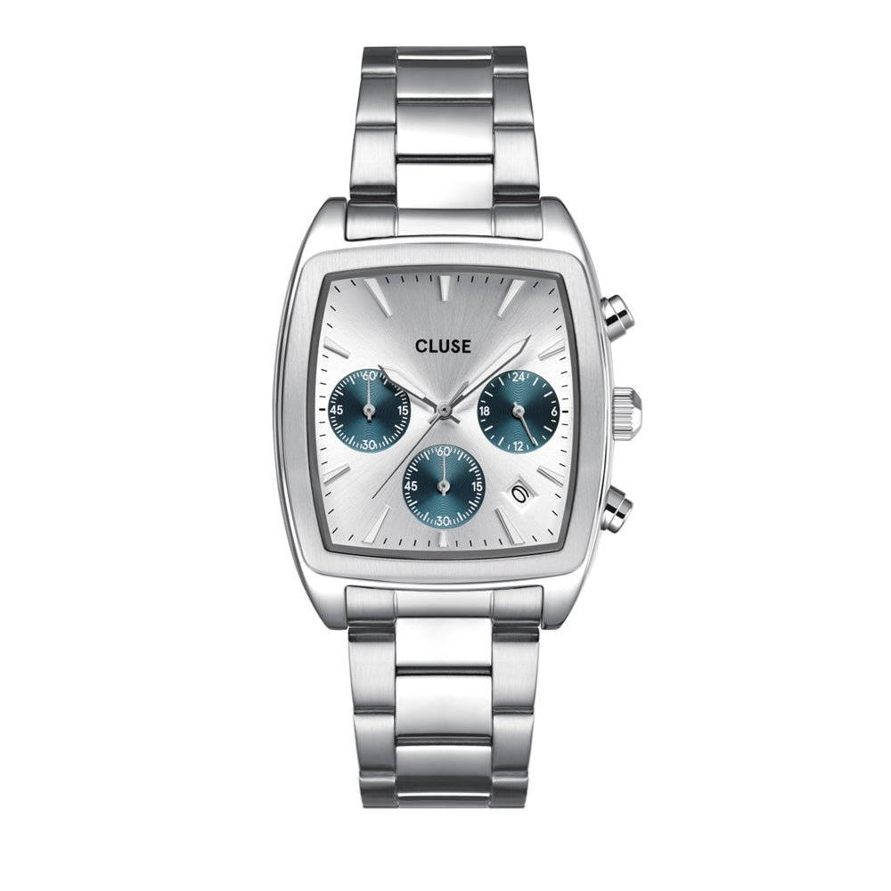 CLUSE Sil Quartaut Chronograph Silver + Blue Watch