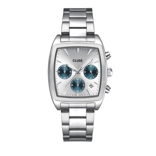 CLUSE Sil Quartaut Chronograph Silver + Blue Watch