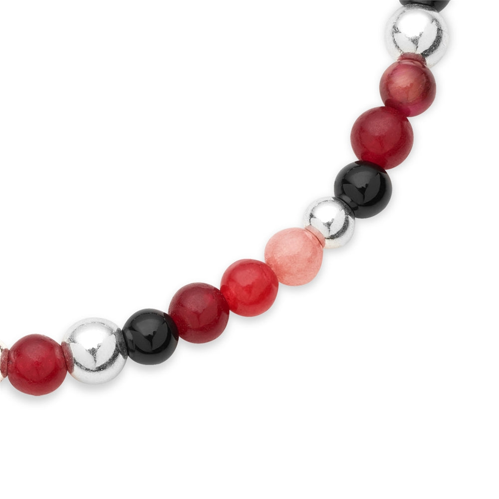 Karma Silver Red Roses Charms Set of 2 Bracelets