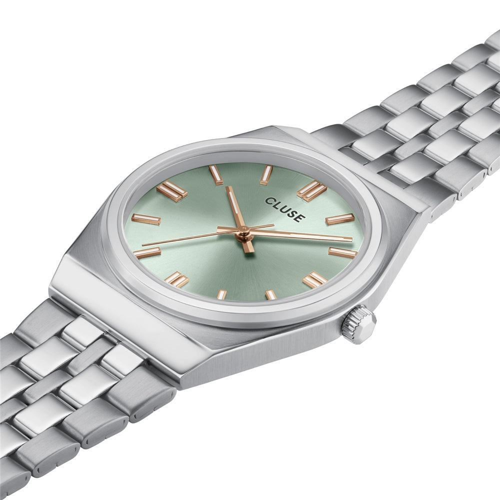 CLUSE Silver Retro 70 Sage Watch
