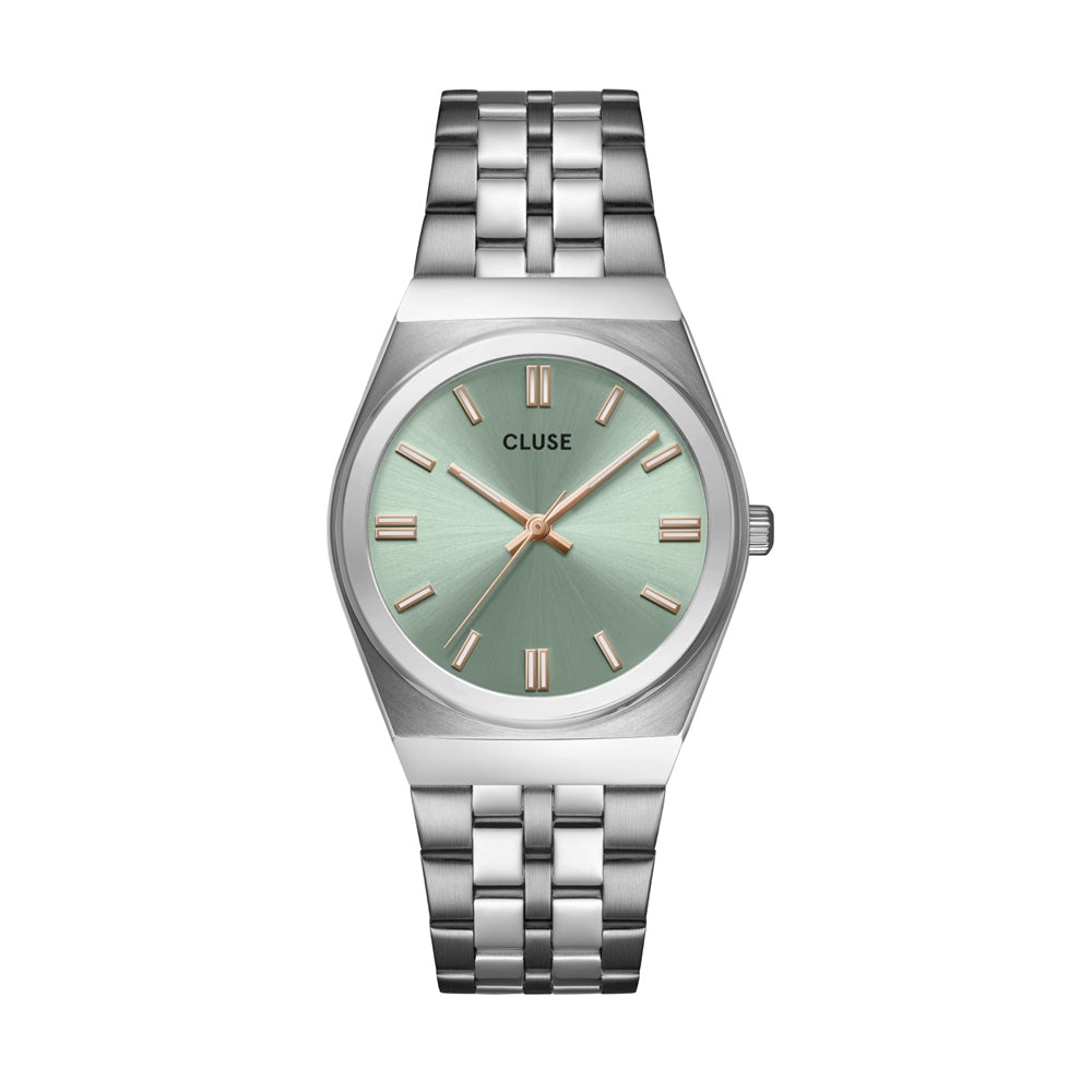 CLUSE Silver Retro 70 Sage Watch