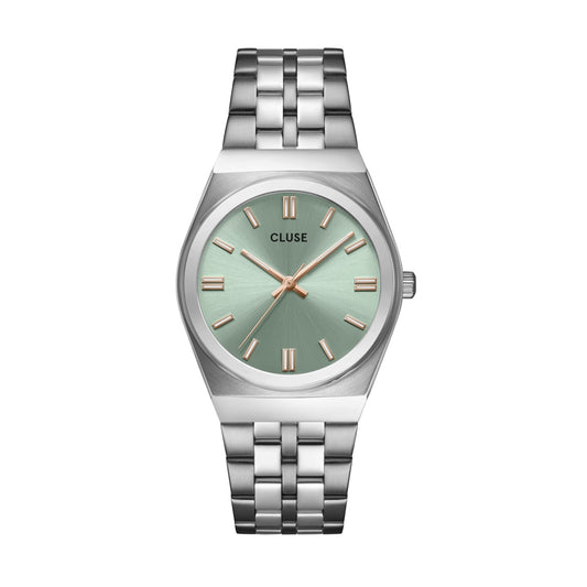 CLUSE Silver Retro 70 Sage Watch