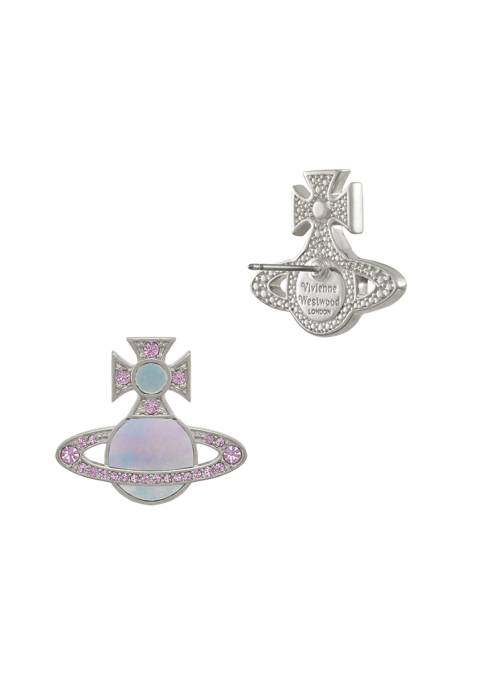 Vivienne Westwood Silver Rina Violet Aqua Orb Stud Earrings