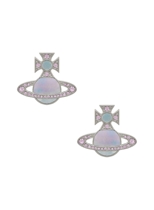 Vivienne Westwood Silver Rina Violet Aqua Orb Stud Earrings